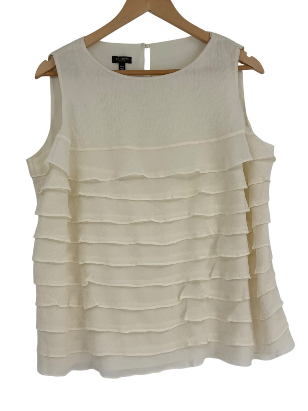 Talbots NWT Ivory Silk Sleeveless Tiered Top Blouse Size 14WP Textured Lined